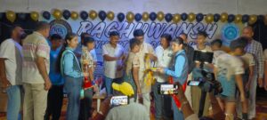 Players of Nosegay Public School Sri Ganganagar Boys Under-14 Handball Team celebrating their victory in the CBSE West Zone Handball Tournament 2026.